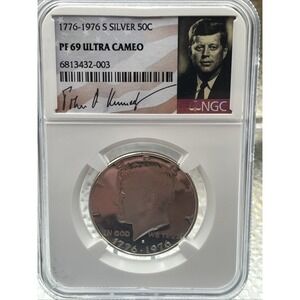1776-1976 S Kennedy Proof Ultra Cameo Silver Half Dollar NGC PF69 Low NGC Pop
